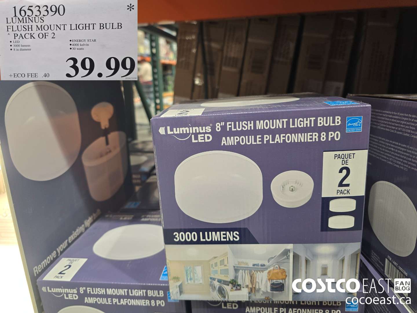 1653390 LUMINUS FLUSH MOUNT LIGHT BULB PACK OF 2 $39.99
