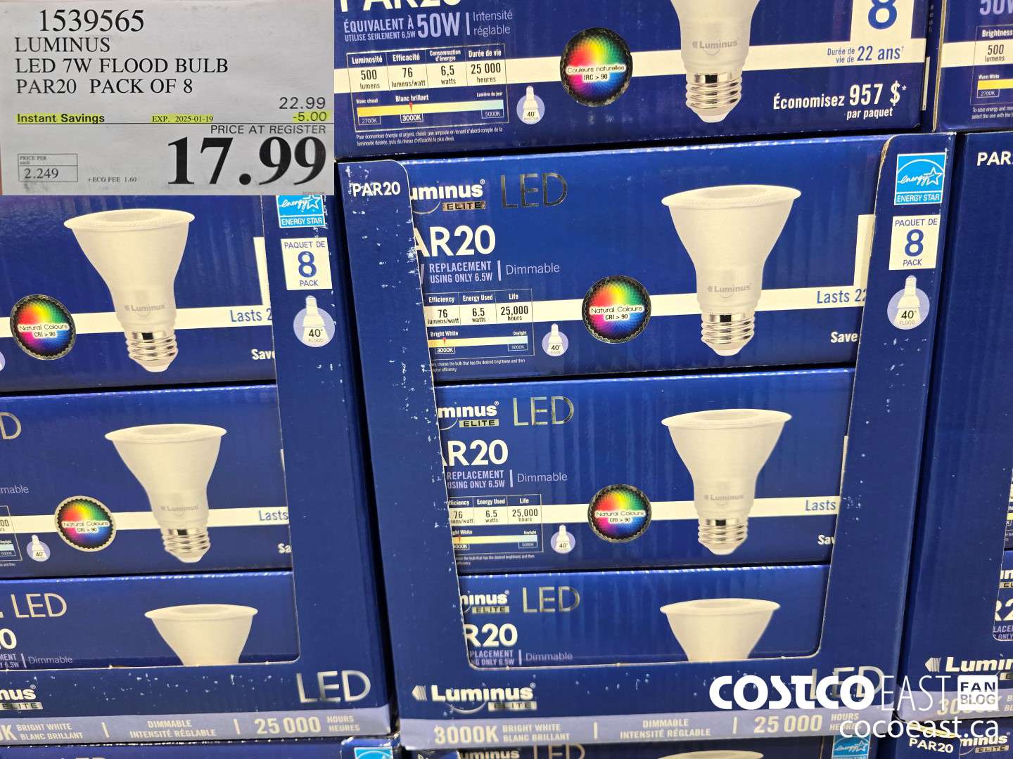 1539565 LUMINUS LED 7W FLOOD BULB PAR20 PACK OF 8 ($5.00 INSTANT SAVINGS EXPIRES ON 2025-01-19) $17.99