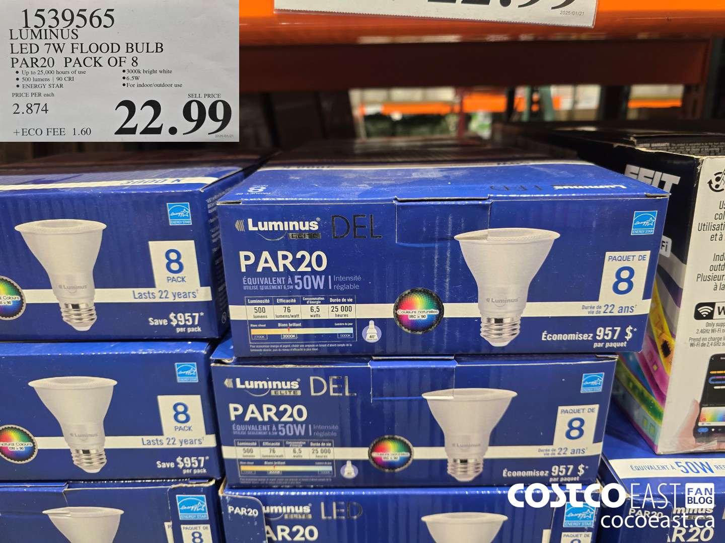 1539565 LUMINUS LED 7W FLOOD BULB PAR20 PACK OF 8 $22.99