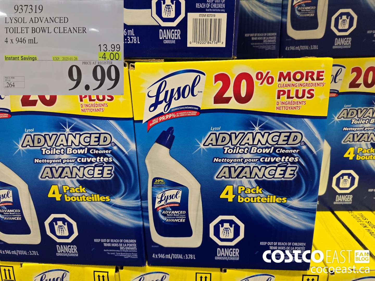 937319 LYSOL ADVANCED TOILET BOWL CLEANER 4 X 946 ML ($4.00 INSTANT SAVINGS EXPIRES ON 2025-01-26) $9.99