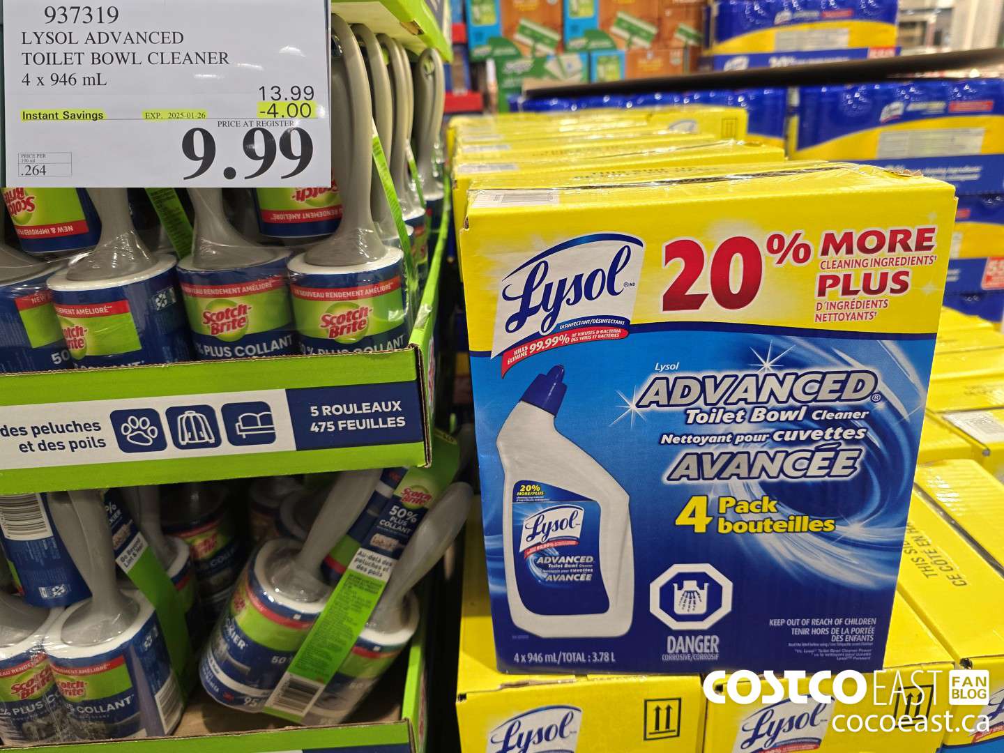 937319 LYSOL ADVANCED TOILET BOWL CLEANER 4 X 946 ML ($4.00 INSTANT SAVINGS EXPIRES ON 2025-01-26) $9.99