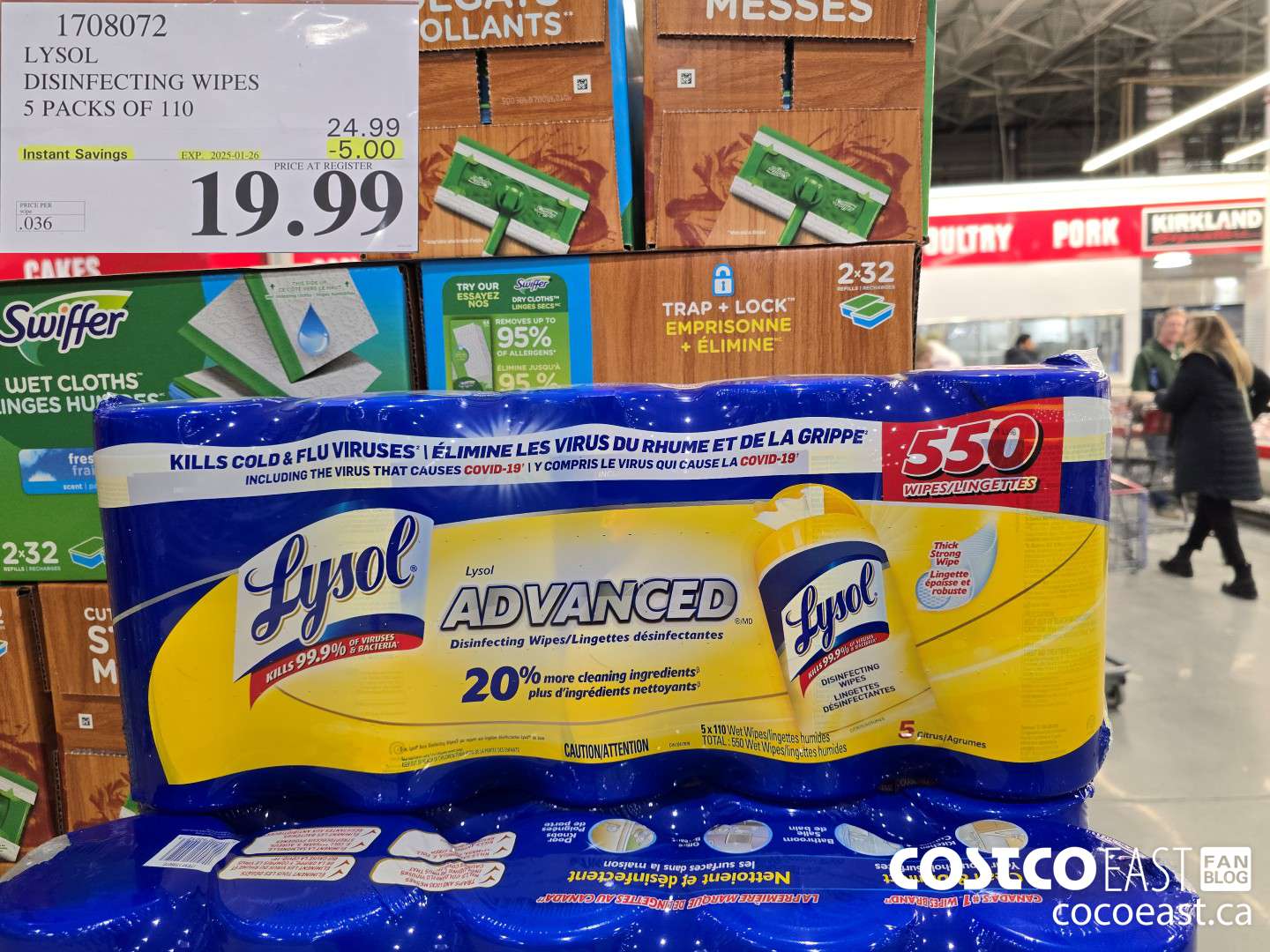 1708072 LYSOL DISINFECTING WIPES 5 PACKS OF 110 ($5.00 INSTANT SAVINGS EXPIRES ON 2025-01-26) $19.99