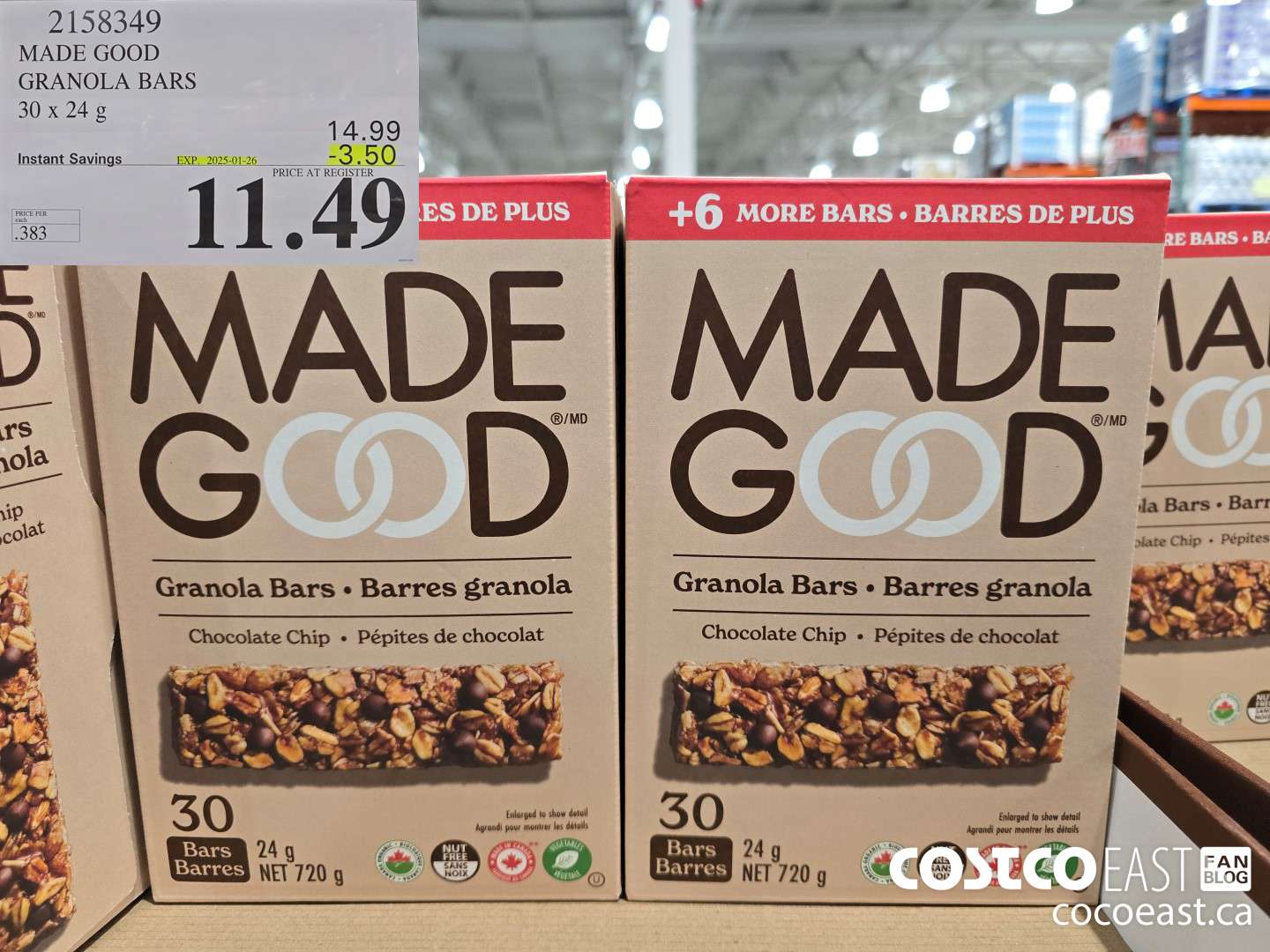 2158349 MADE GOOD GRANOLA BARS 30 x 24 g ($3.50 INSTANT SAVINGS EXPIRES ON 2025-01-26) $11.49