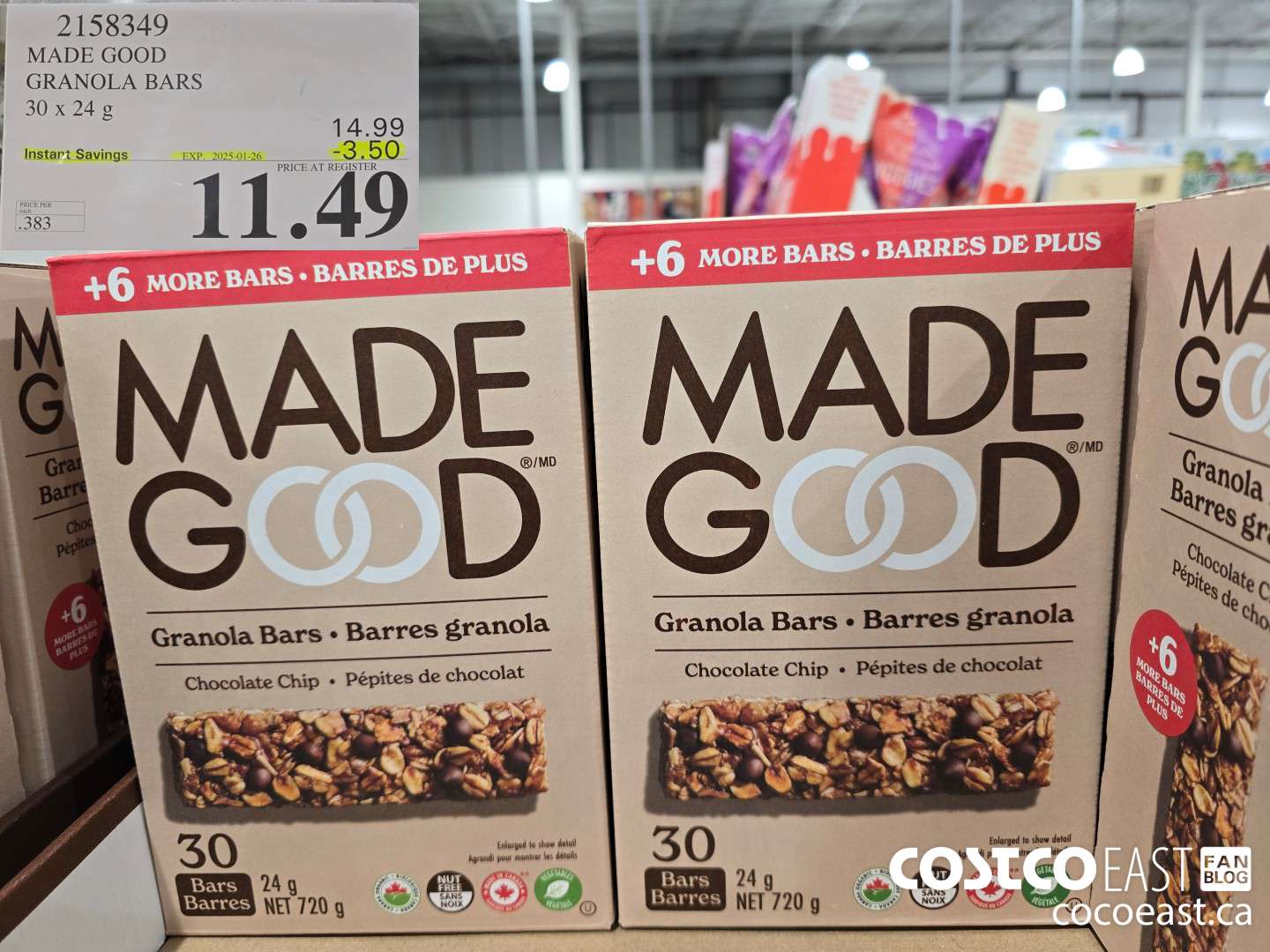 2158349 MADE GOOD GRANOLA BARS 30 x 24 g ($3.50 INSTANT SAVINGS EXPIRES ON 2025-01-26) $11.49