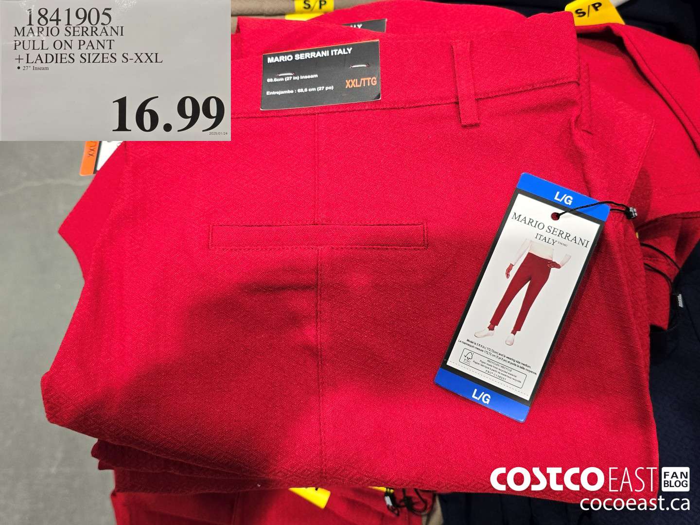 1841905 MARIO SERRANI PULL ON PANT +LADIES SIZES S-XXL $16.99