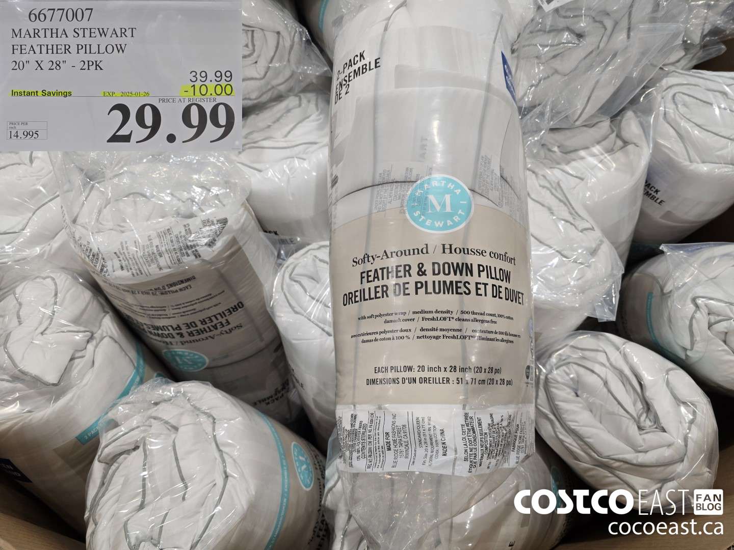 6677007 MARTHA STEWART FEATHER PILLOW 20