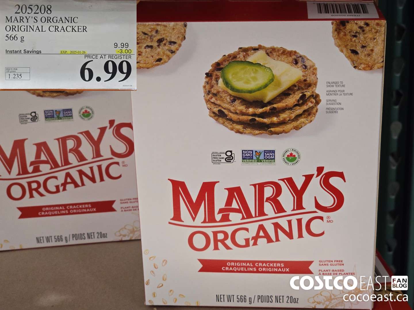 205208 MARY'S ORGANIC ORIGINAL CRACKER 566 G ($3.00 INSTANT SAVINGS EXPIRES ON 2025-01-26) $6.99