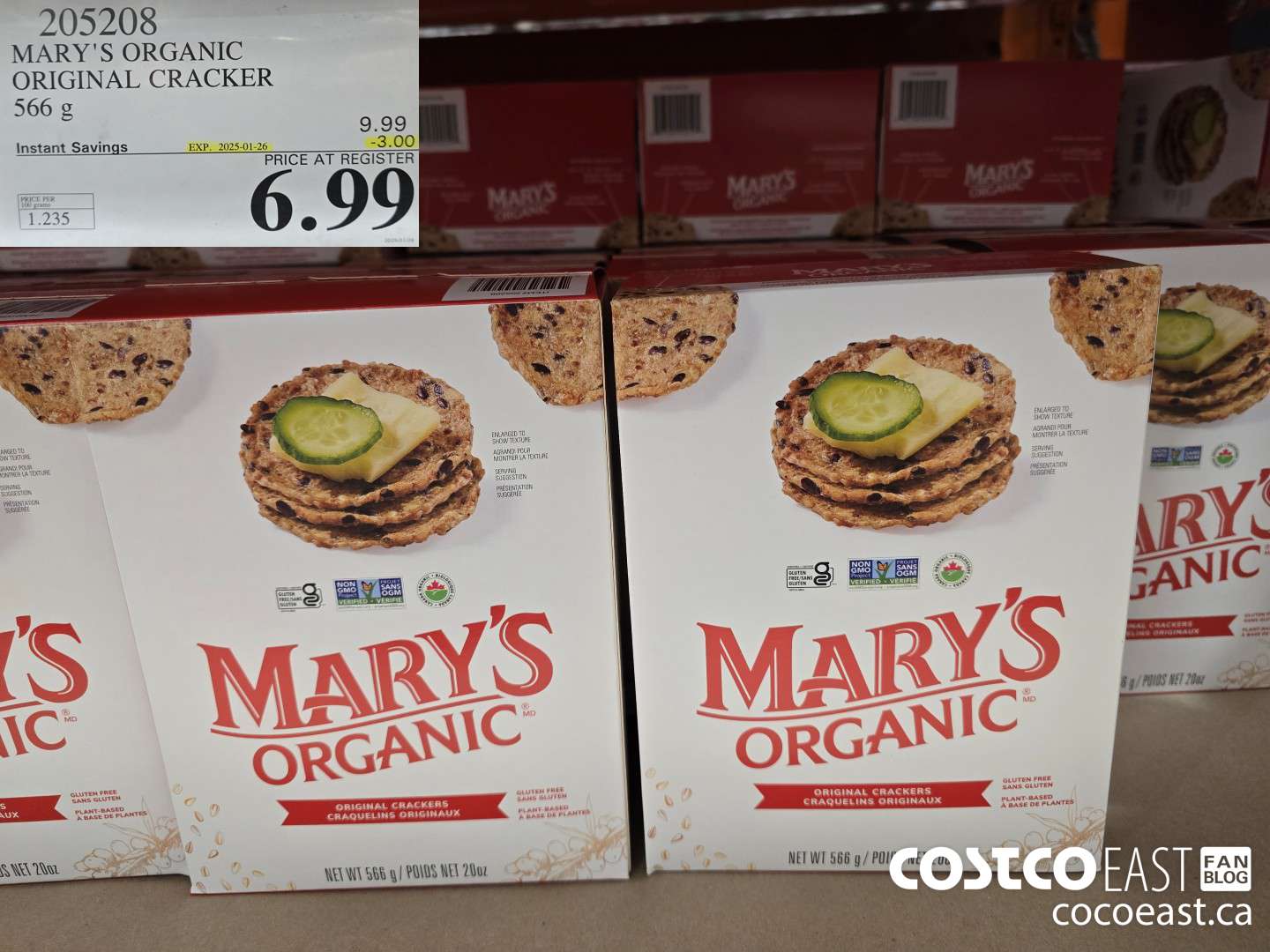 205208 MARY'S ORGANIC ORIGINAL CRACKER 566 G ($3.00 INSTANT SAVINGS EXPIRES ON 2025-01-26) $6.99