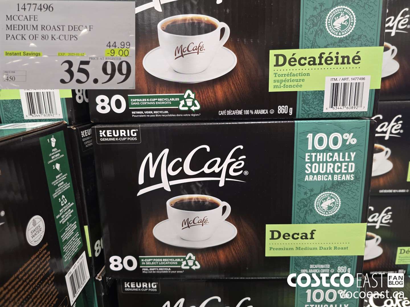 1477496 MCCAFE MEDIUM ROAST DECAF PACK OF 80 K-CUPS  ($9.00 INSTANT SAVINGS EXPIRES ON 2025-01-12) $35.99