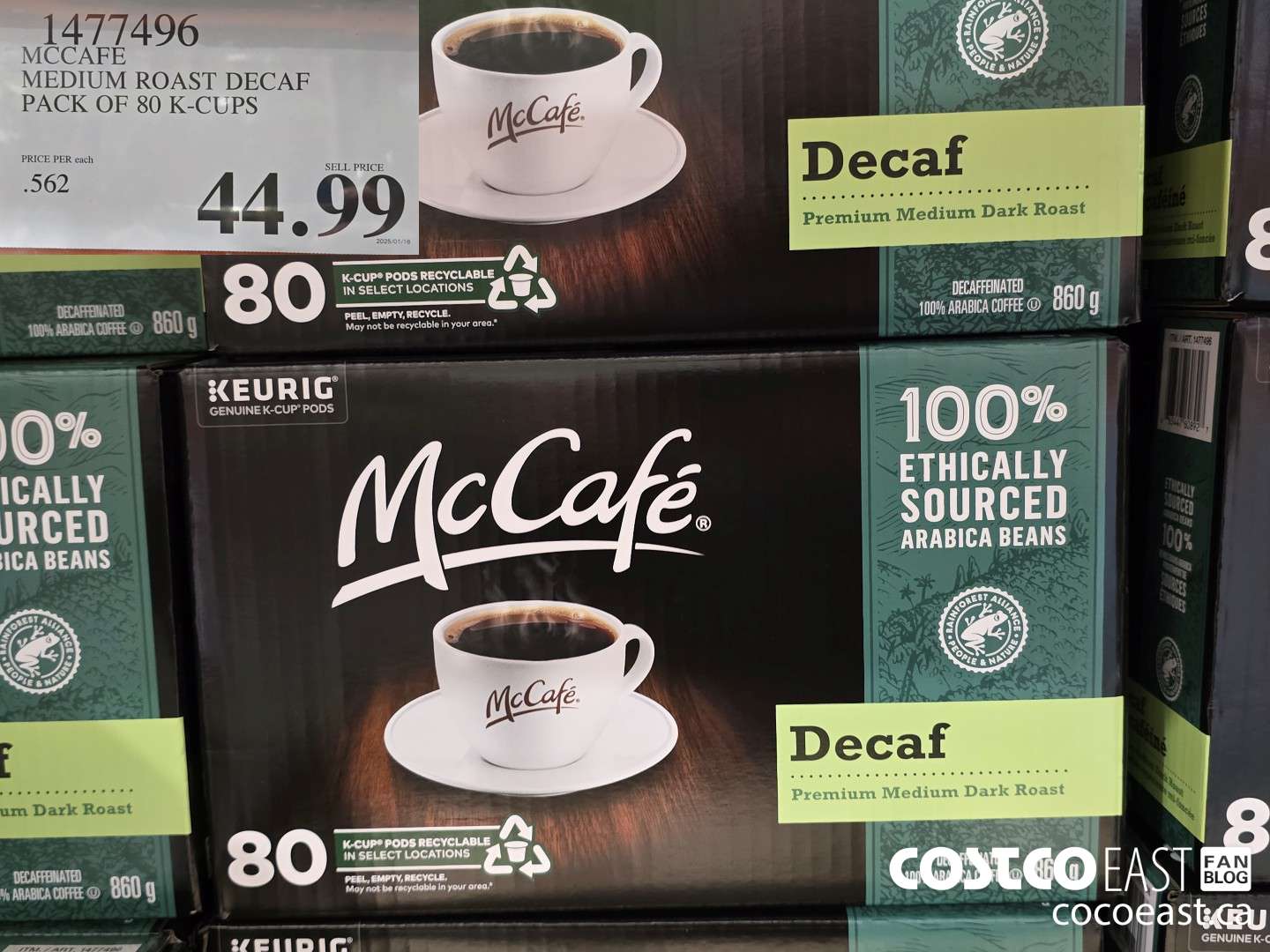 1477496 MCCAFE MEDIUM ROAST DECAF PACK OF 80 K-CUPS  $44.99