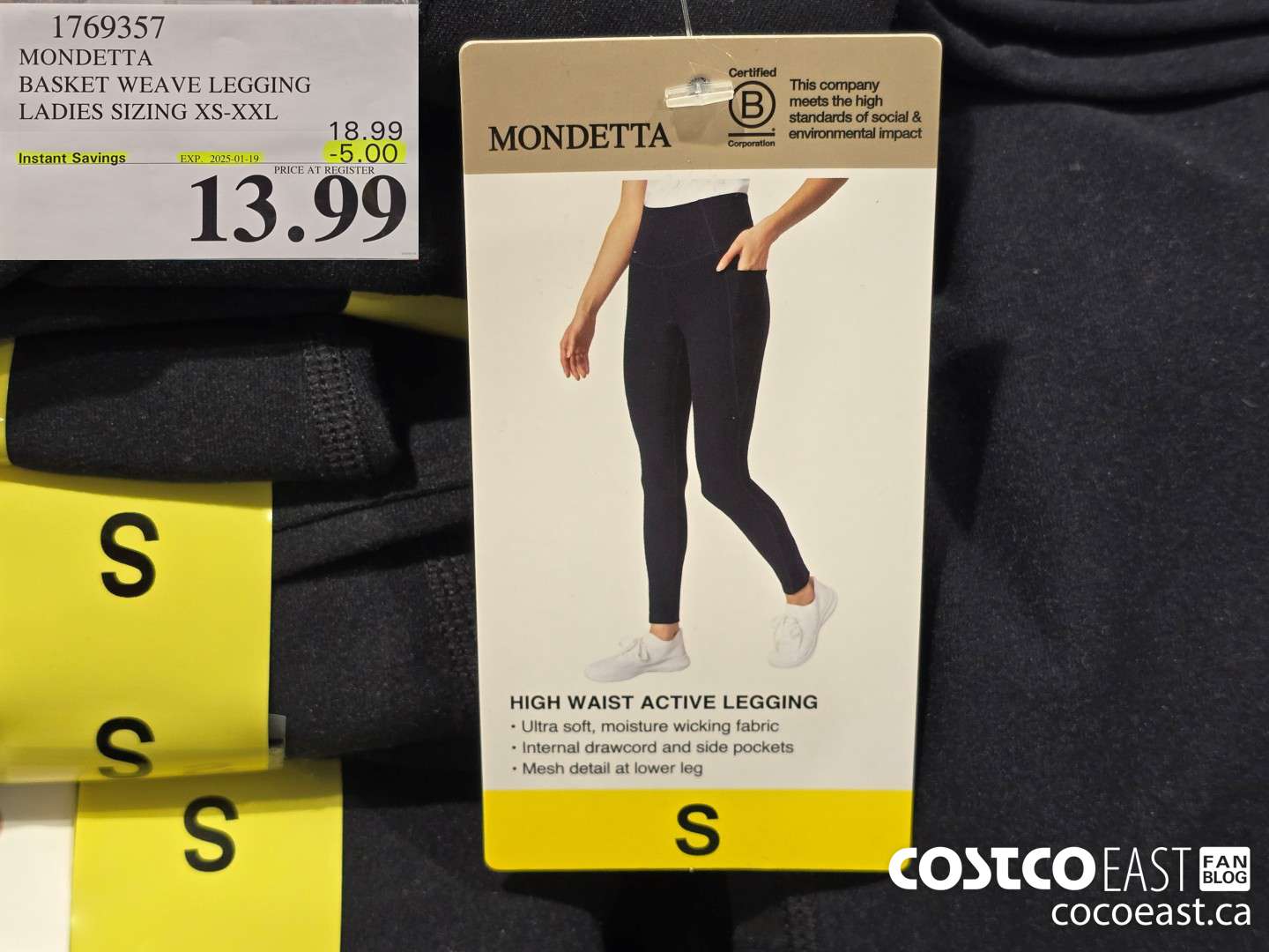 1769357 MONDETTA BASKET WEAVE LEGGING LADIES SIZING XS-XXL ($5.00 INSTANT SAVINGS EXPIRES ON 2025-01-19) $13.99