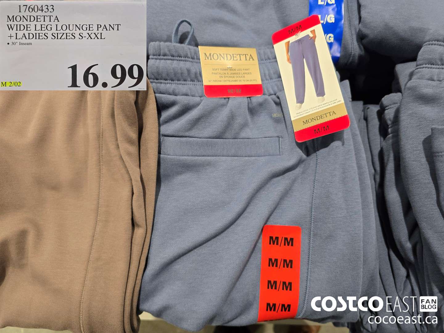 1760433 MONDETTA WIDE LEG LOUNGE PANT +LADIES SIZES S-XXL $16.99