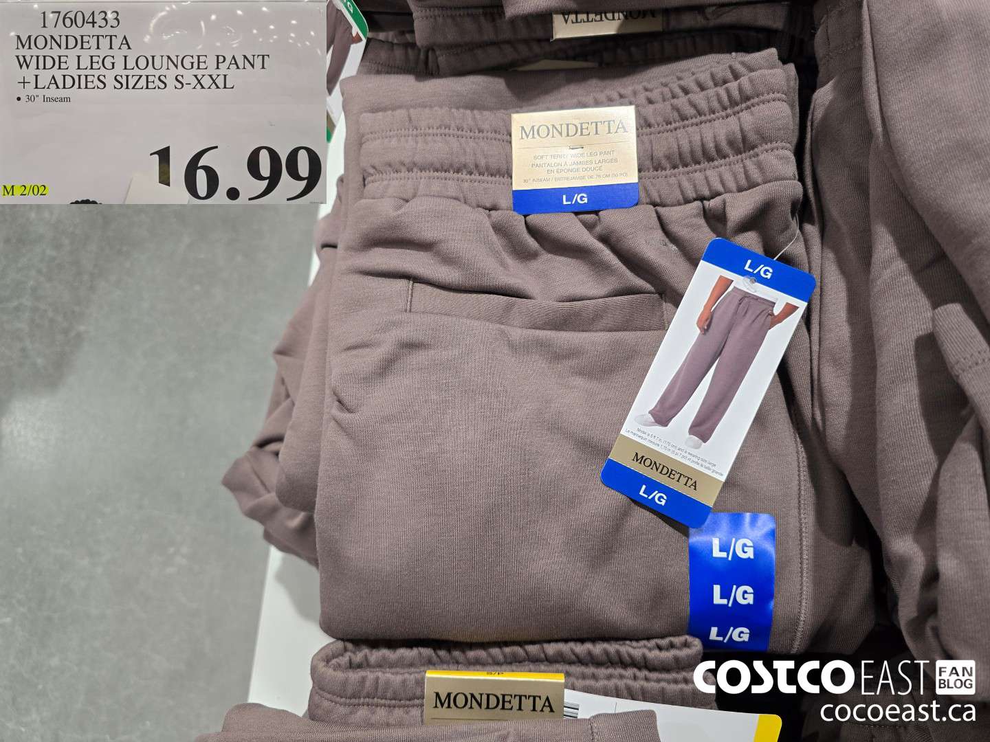 1760433 MONDETTA WIDE LEG LOUNGE PANT +LADIES SIZES S-XXL $16.99