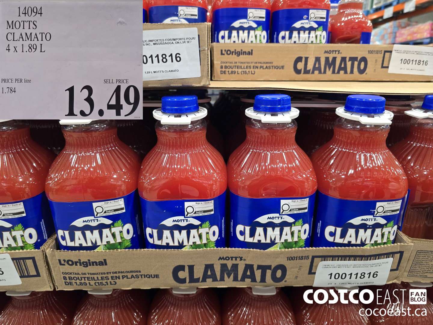 14094 MOTTS CLAMATO 4 x 1.89L $13.49