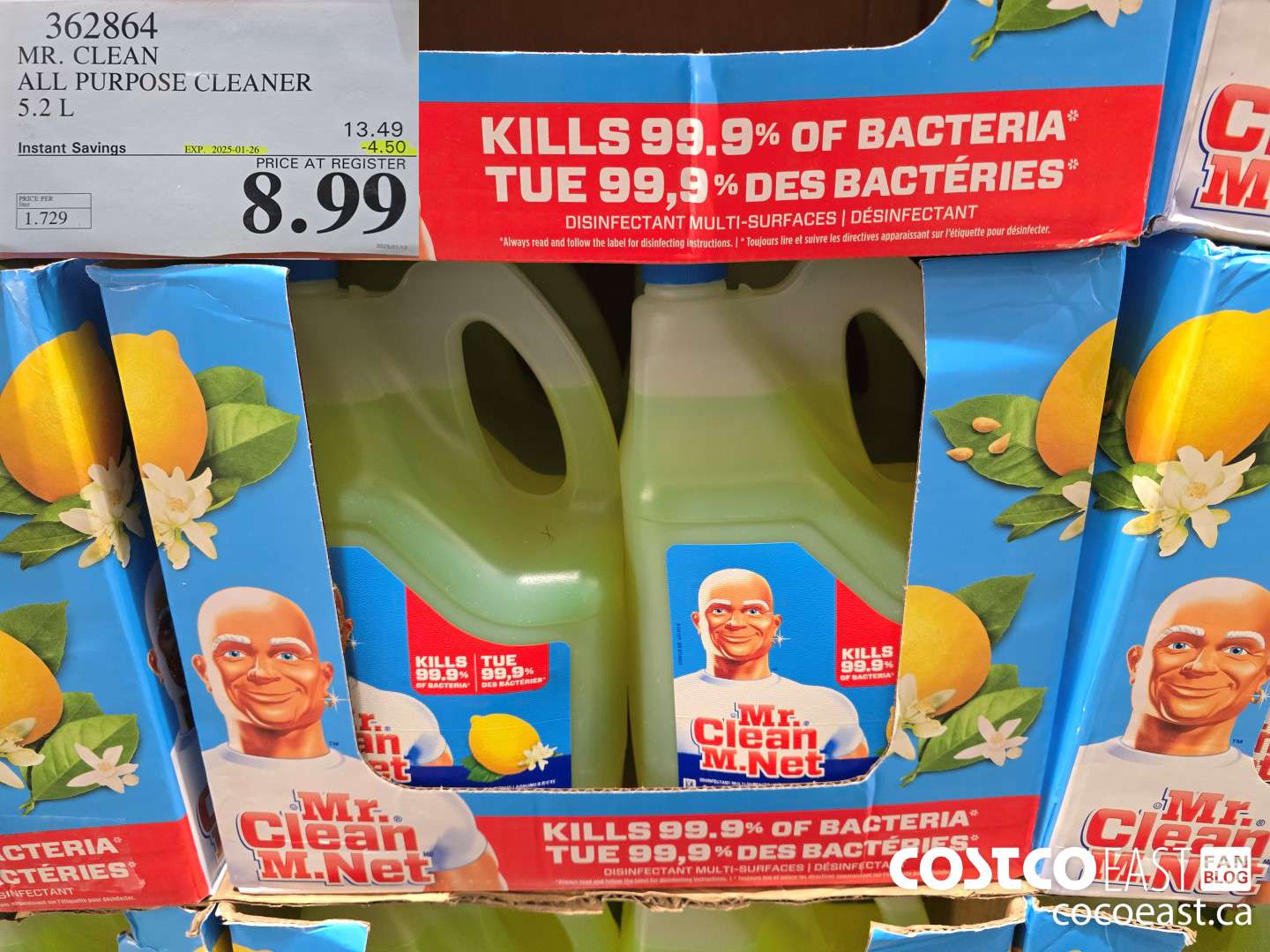 362864 MR. CLEAN ALL PURPOSE CLEANER 5.2 L ($4.50 INSTANT SAVINGS EXPIRES ON 2025-01-26) $8.99