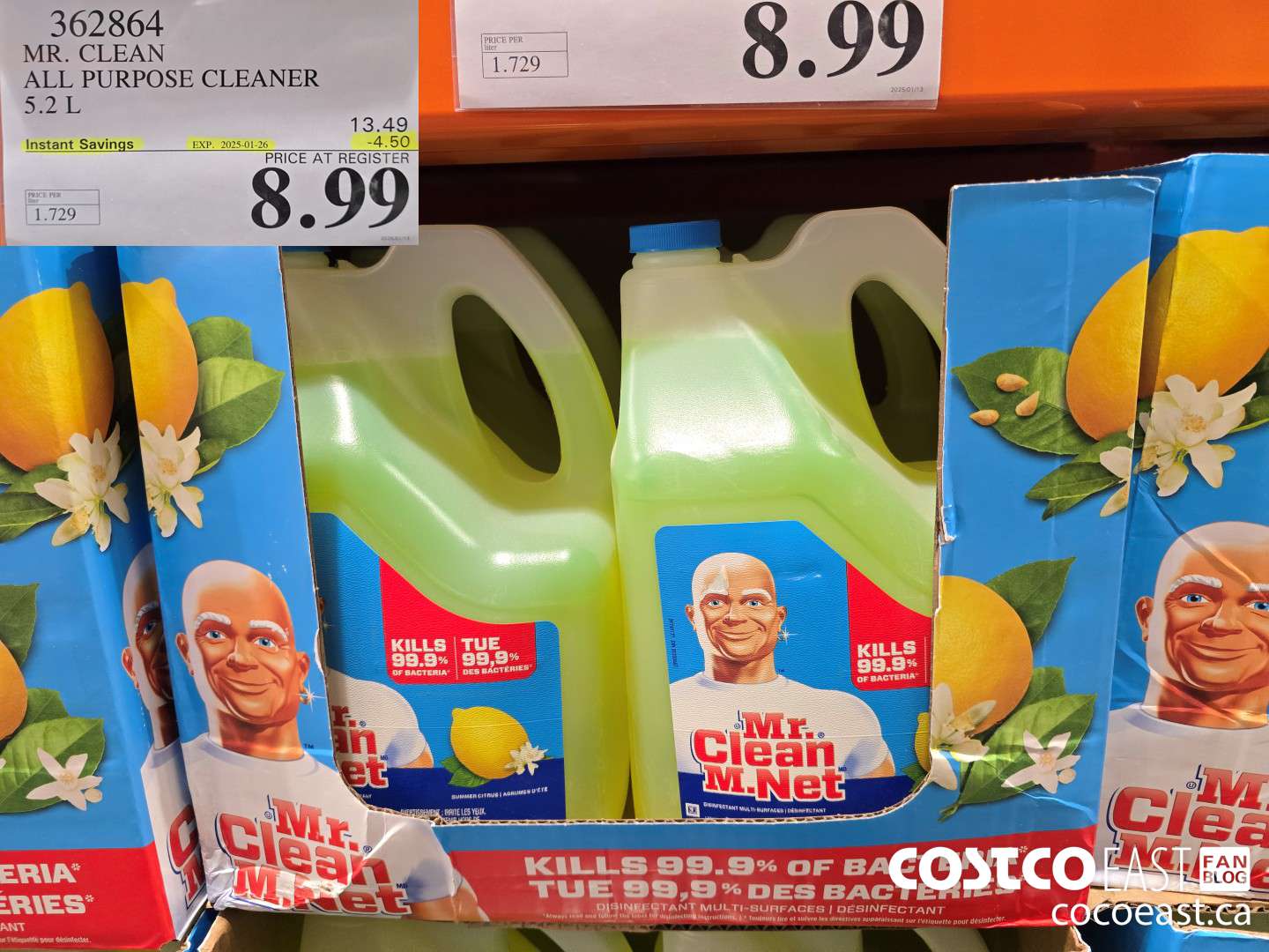 362864 MR. CLEAN ALL PURPOSE CLEANER 5.2 L ($4.50 INSTANT SAVINGS EXPIRES ON 2025-01-26) $8.99