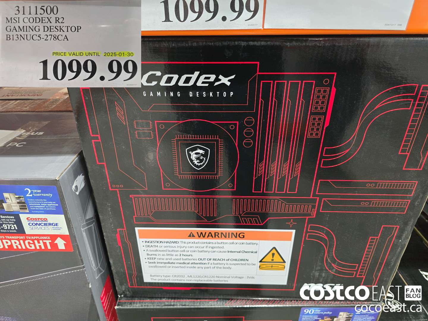 3111500 MSI CODEX R2 GAMING DESKTOP BI3NUC5-278CA $1099.99