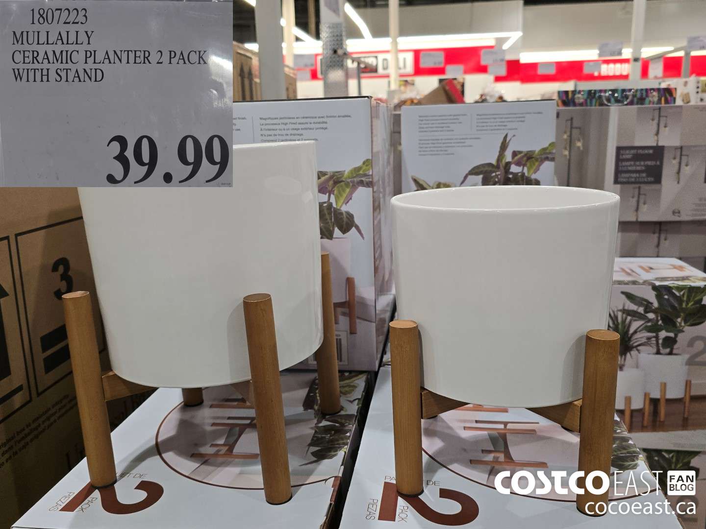 1807223 MULLALLY CERAMIC PLANTER 2 PACK WITH STAND $39.99