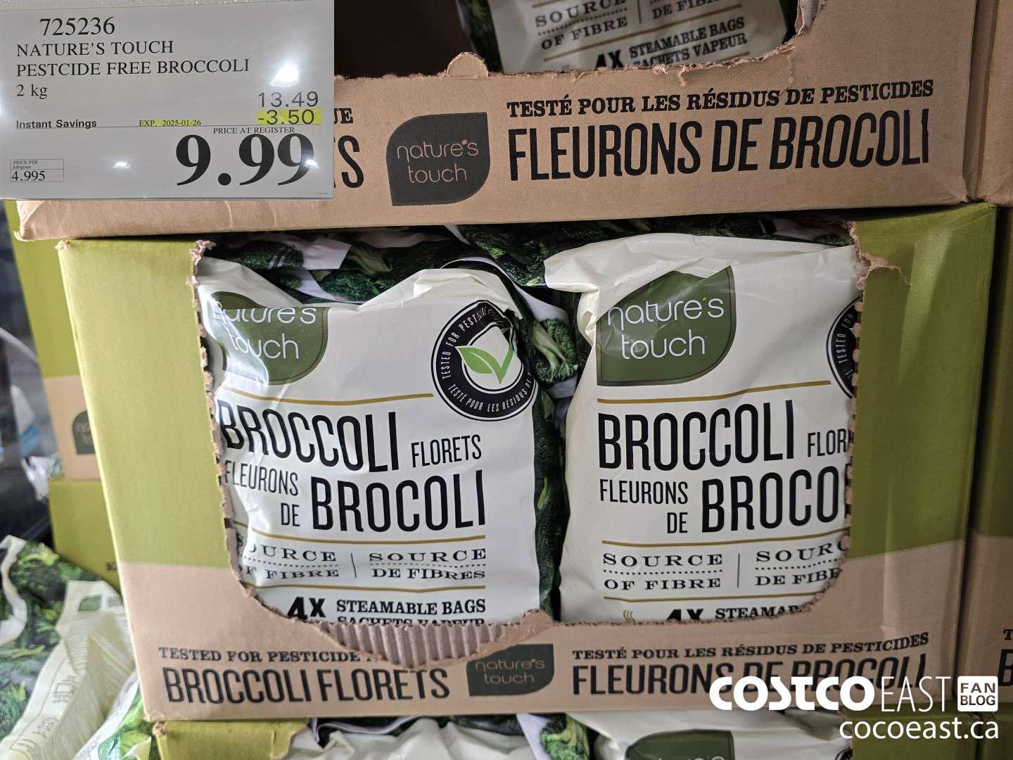 725236 NATURE'S TOUCH PESTICIDE FREE BROCCOLI 2KG ($3.50 INSTANT SAVINGS EXPIRES ON 2025-01-26) $9.99