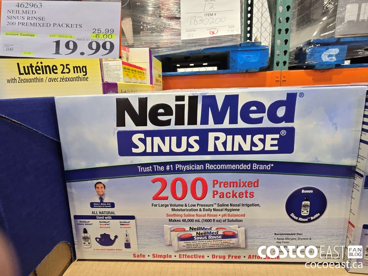 462963 NEILMED SINUS RINSE 200 PREMIXED PACKETS ($6.00 INSTANT SAVINGS EXPIRES ON 2025-01-19) $19.99