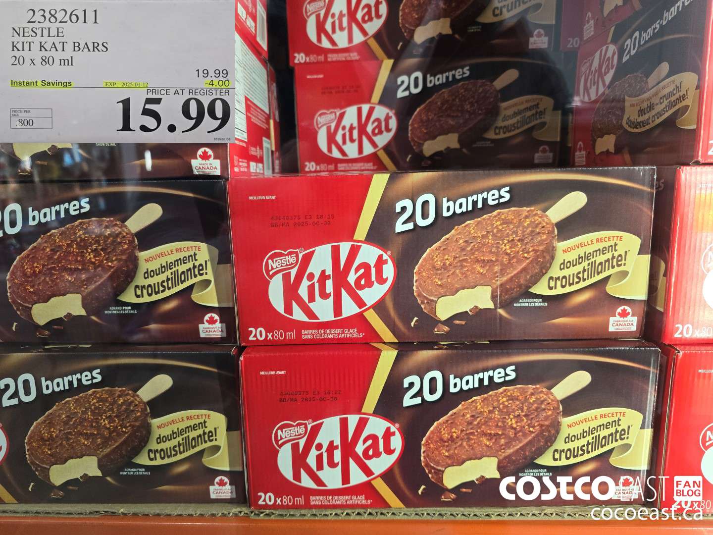 2382611 NESTLE KIT KAT BARS 20 x 80 ml ($4.00 INSTANT SAVINGS EXPIRES ON 2025-01-12) $15.99