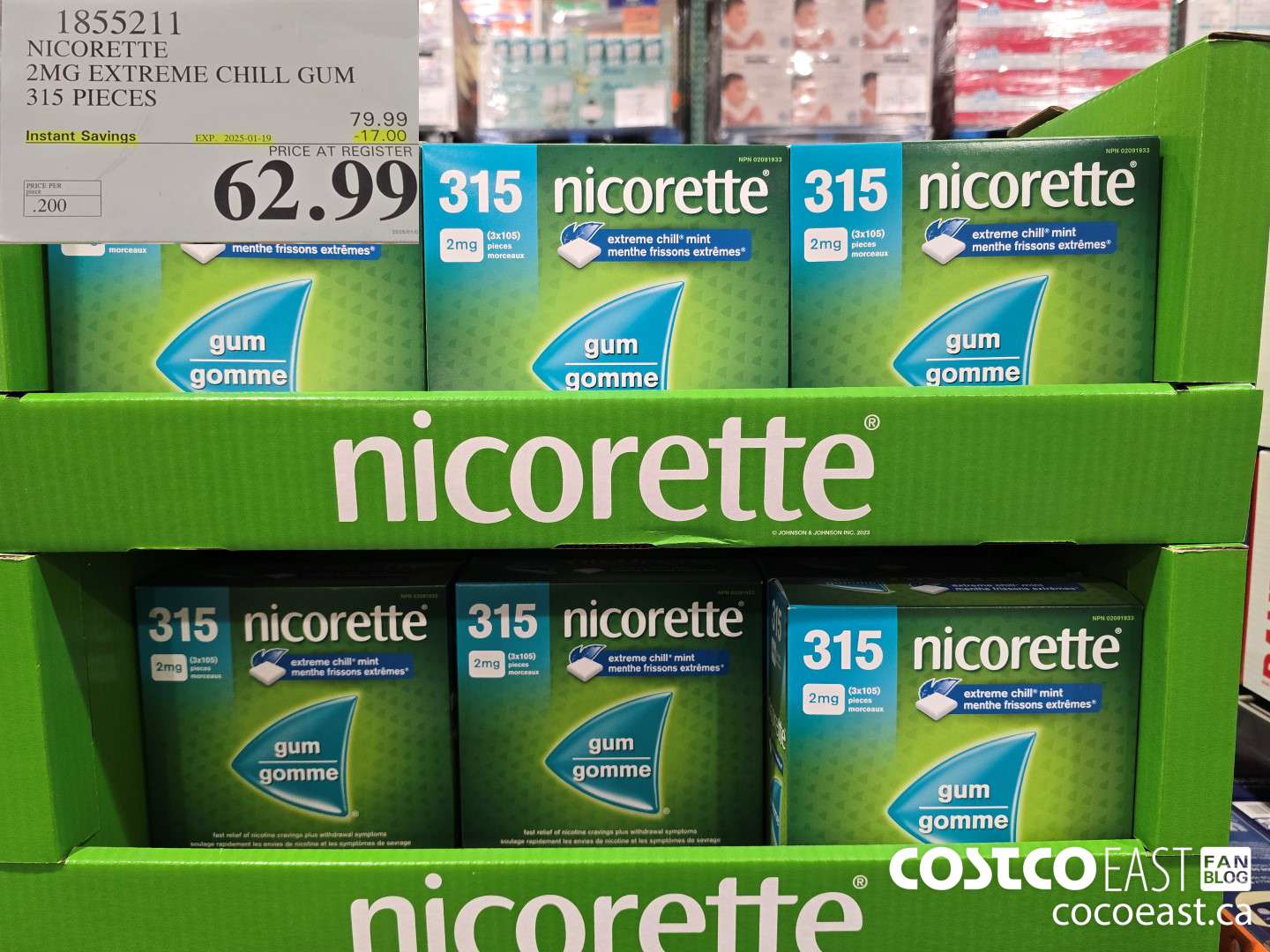 1855211 NICORETTE 2MG EXTREME CHILL GUM 315 PIECES ($17.00 INSTANT SAVINGS EXPIRES ON 2025-01-19) $62.99