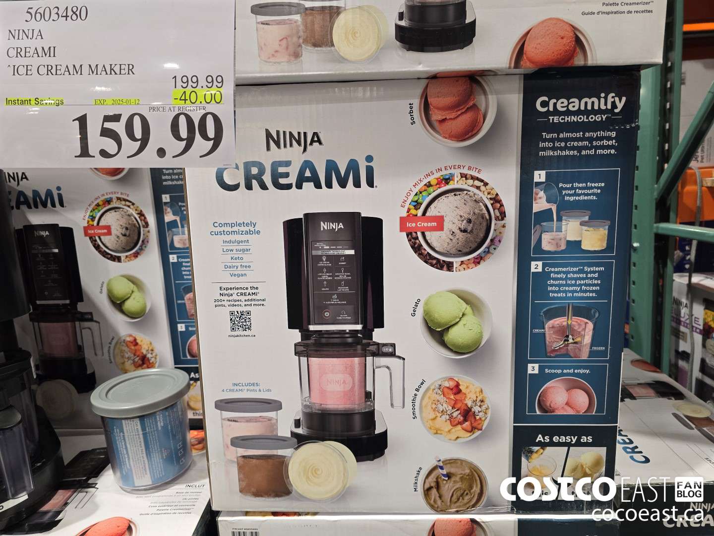 5603480 NINJA CREAMI ICE CREAM MAKER ($40.00 INSTANT SAVINGS EXPIRES ON 2025-01-12) $159.99