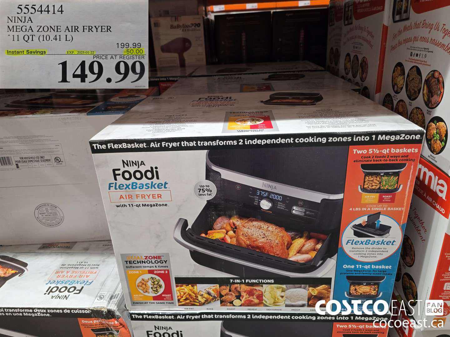 5554414 NINJA MEGA ZONE AIR FRYER 11 QT. (10.41 L) ($50.00 INSTANT SAVINGS EXPIRES ON 2025-01-22) $149.99