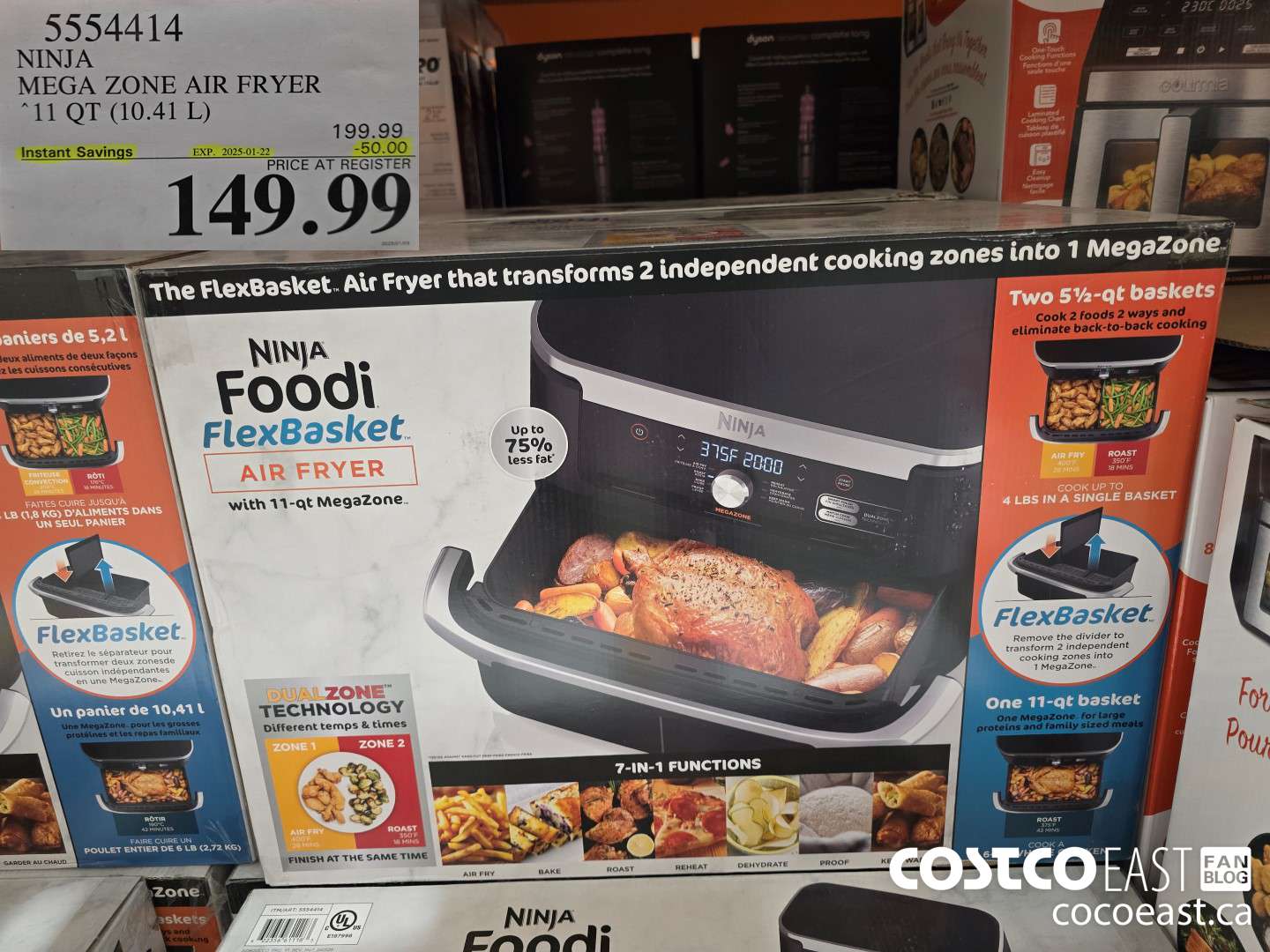 5554414 NINJA MEGA ZONE AIR FRYER 11 QT. (10.41 L) ($50.00 INSTANT SAVINGS EXPIRES ON 2025-01-22) $149.99