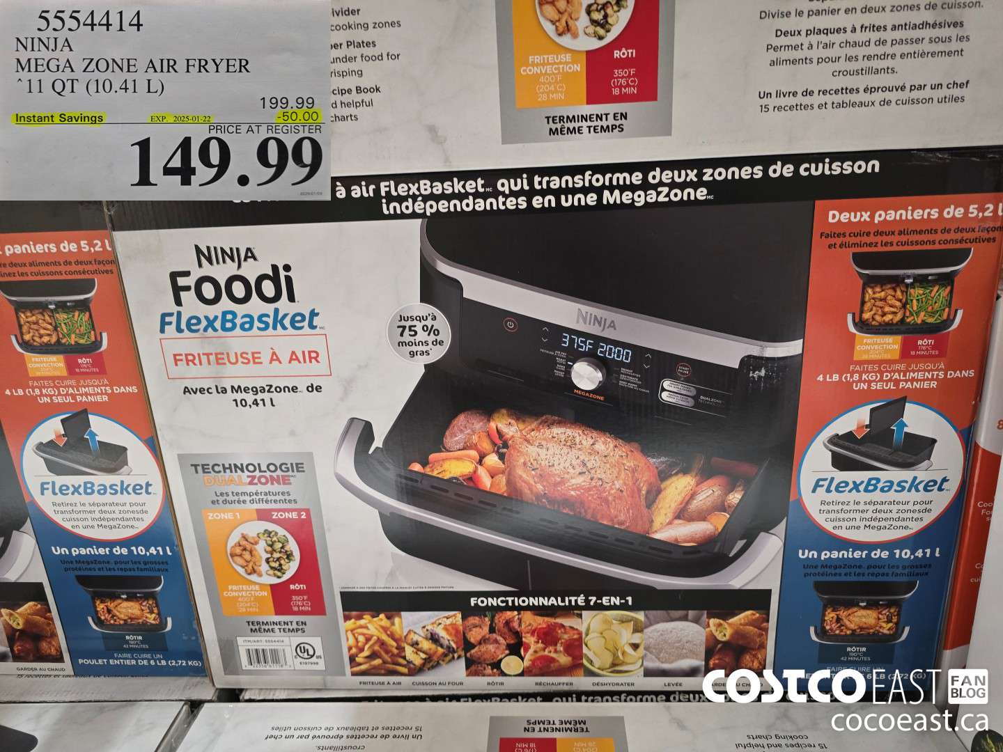 5554414 NINJA MEGA ZONE AIR FRYER 11 QT. (10.41 L) ($50.00 INSTANT SAVINGS EXPIRES ON 2025-01-22) $149.99