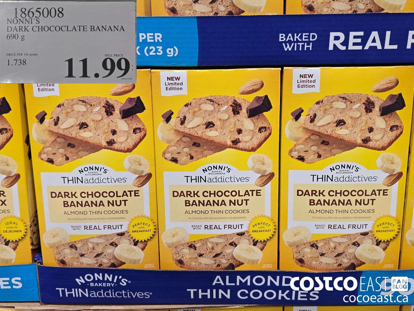 1865008 NONNI'S DARK CHOCOCLATE BANANA 690 G $11.99