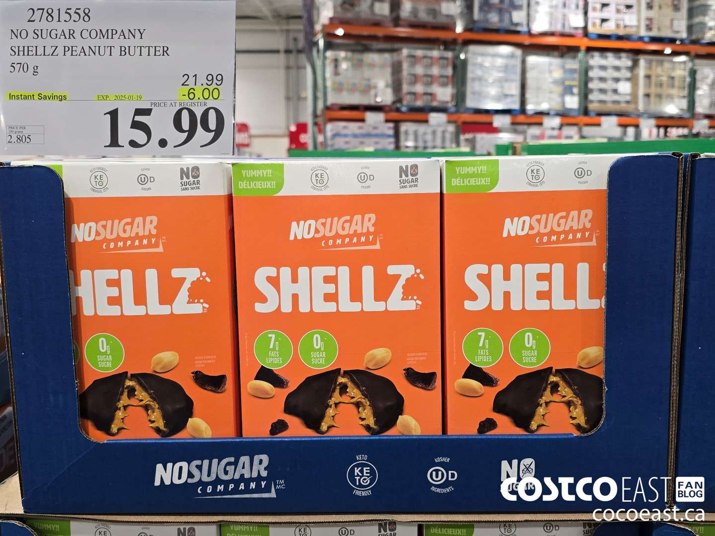 2781558 NO SUGAR COMPANY SHELLZ PEANUT BUTTER 570 G ($6.00 INSTANT SAVINGS EXPIRES ON 2025-01-19) $15.99