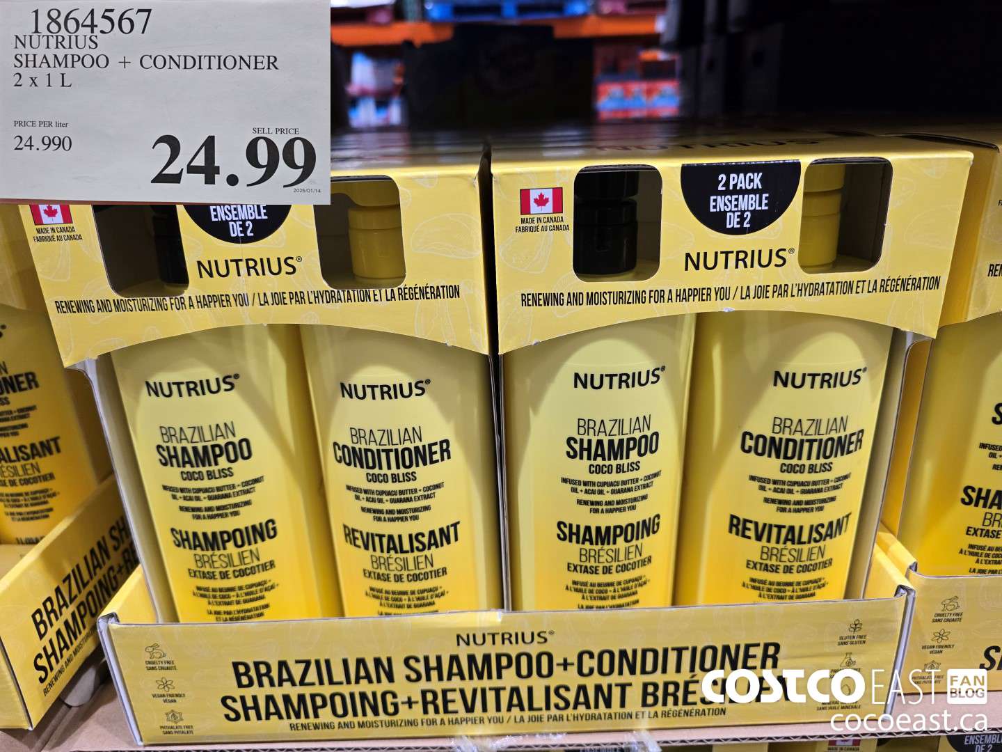 1864567 NUTRIUS SHAMPOO + CONDITIONER 2 X 1 L $24.99