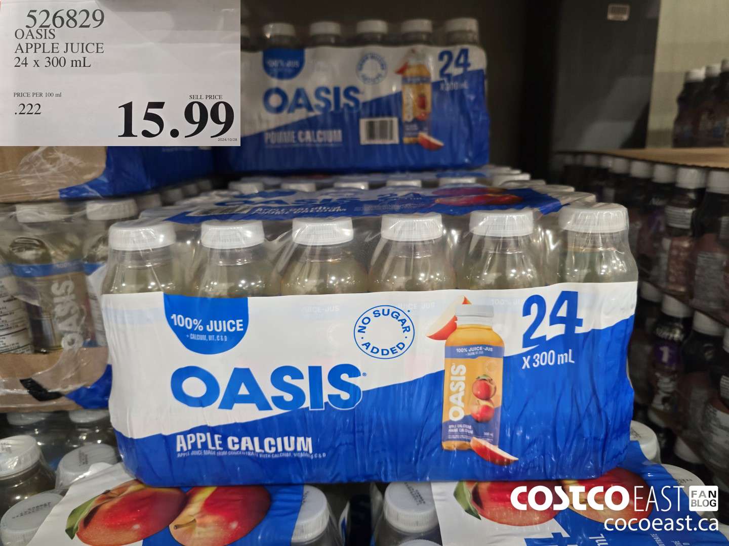 526829 OASIS APPLE JUICE 24 X 300 ML $15.99