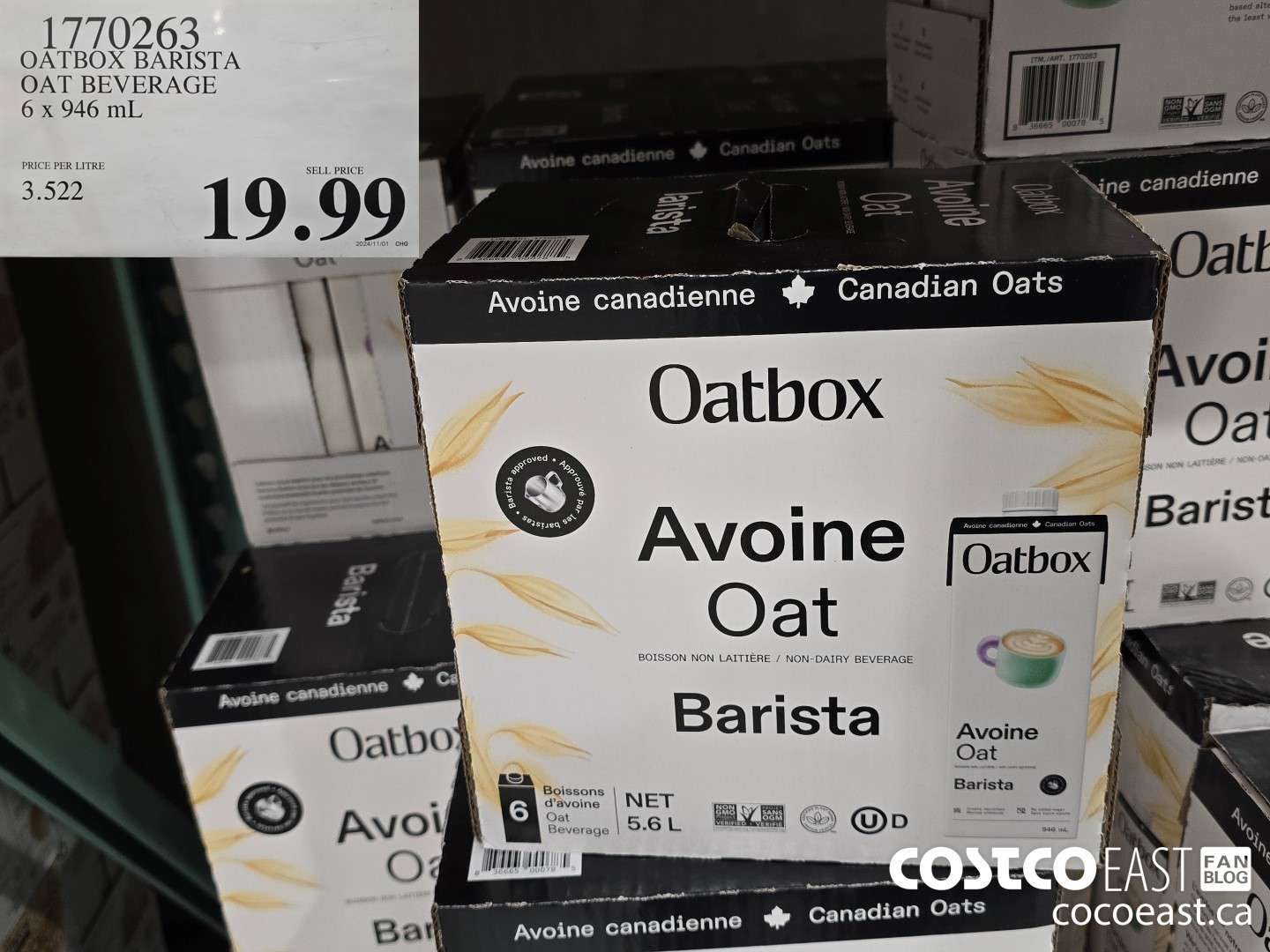 1770263 OATBOX BARISTA OAT BEVERAGE 6 x 946 mL $19.99