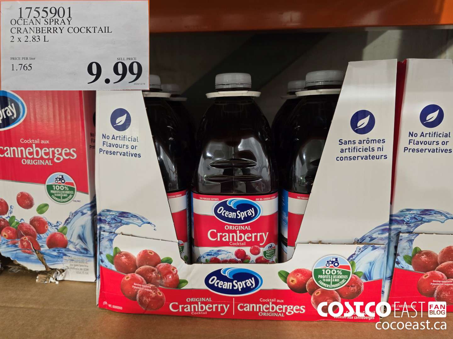 1755901 OCEAN SPRAY CRANBERRY COCKTAIL 2 x 2.83 L $9.99
