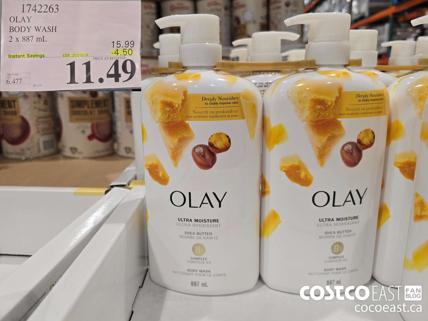 1742263 OLAY BODY WASH 2 X 887 mL ($4.50 INSTANT SAVINGS EXPIRES ON 2025-01-26) $11.49