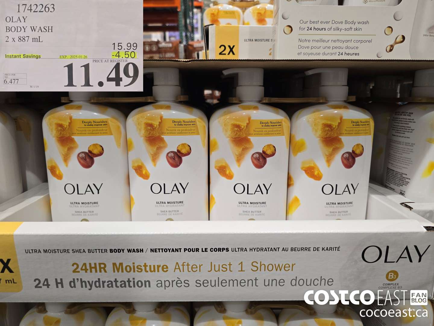 1742263 OLAY BODY WASH 2 X 887 mL ($4.50 INSTANT SAVINGS EXPIRES ON 2025-01-26) $11.49