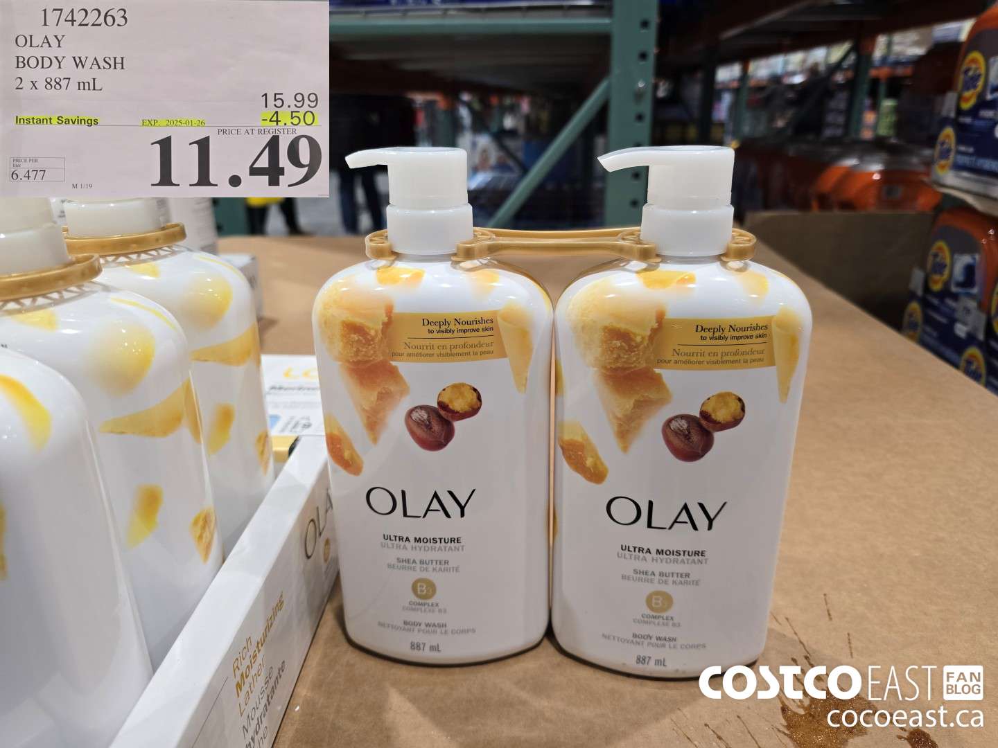1742263 OLAY BODY WASH 2 X 887 mL ($4.50 INSTANT SAVINGS EXPIRES ON 2025-01-26) $11.49
