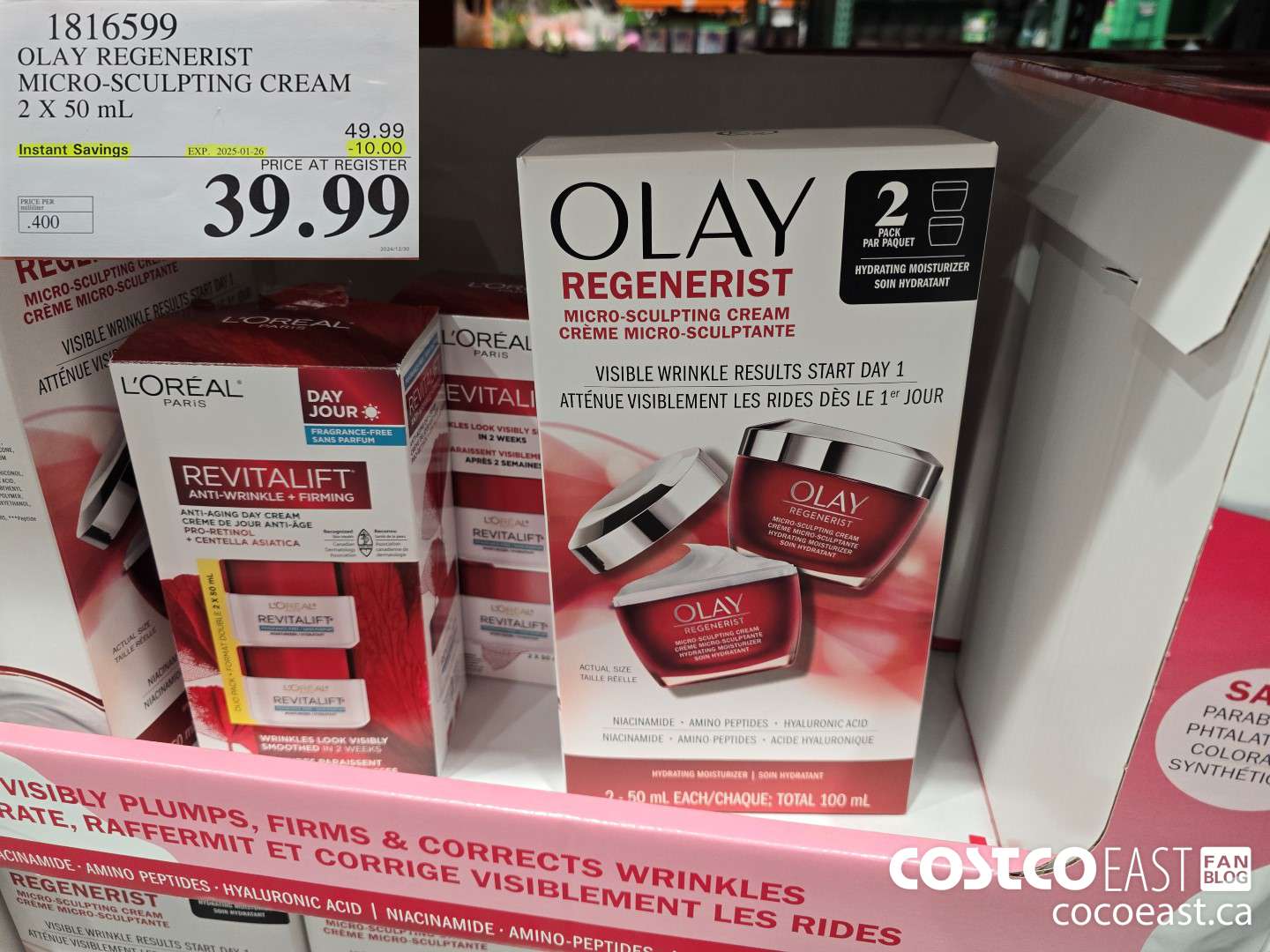 1816599 OLAY REGENERIST MICRO-SCULPTING CREAM 2 X 50 ML ($10.00 INSTANT SAVINGS EXPIRES ON 2025-01-26) $39.99