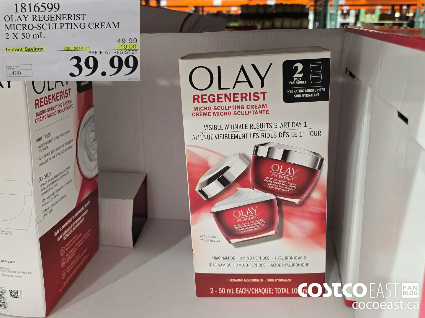 1816599 OLAY REGENERIST MICRO-SCULPTING CREAM 2 X 50 ML ($10.00 INSTANT SAVINGS EXPIRES ON 2025-01-26) $39.99