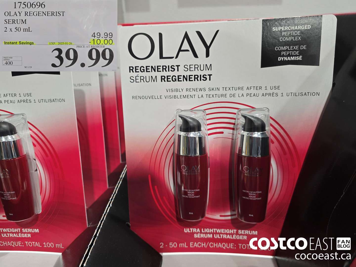 1750696 OLAY REGENERIST SERUM 2 x 50 mL ($10.00 INSTANT SAVINGS EXPIRES ON 2025-01-26) $39.99