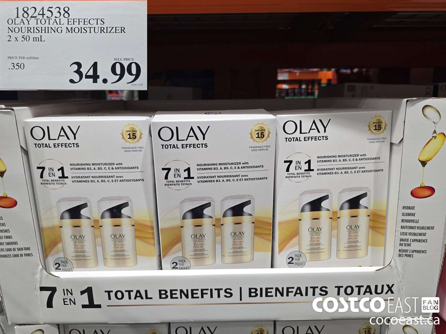 1824538 OLAY TOTAL EFFECTS NOURISHING MOISTURIZER 2 x 50 mL $34.99