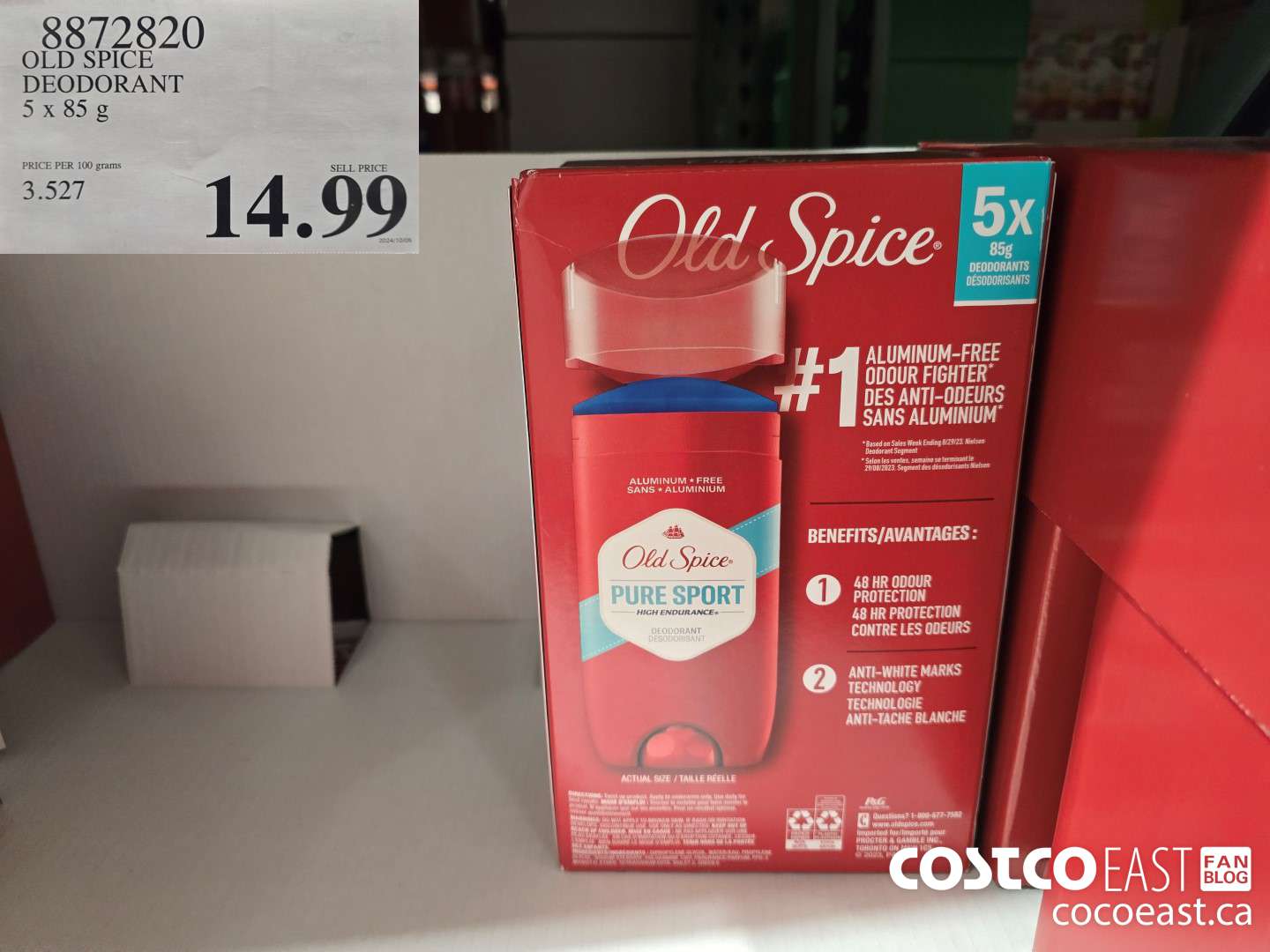 8872820 OLD SPICE DEODORANT 5 x 85G $14.99