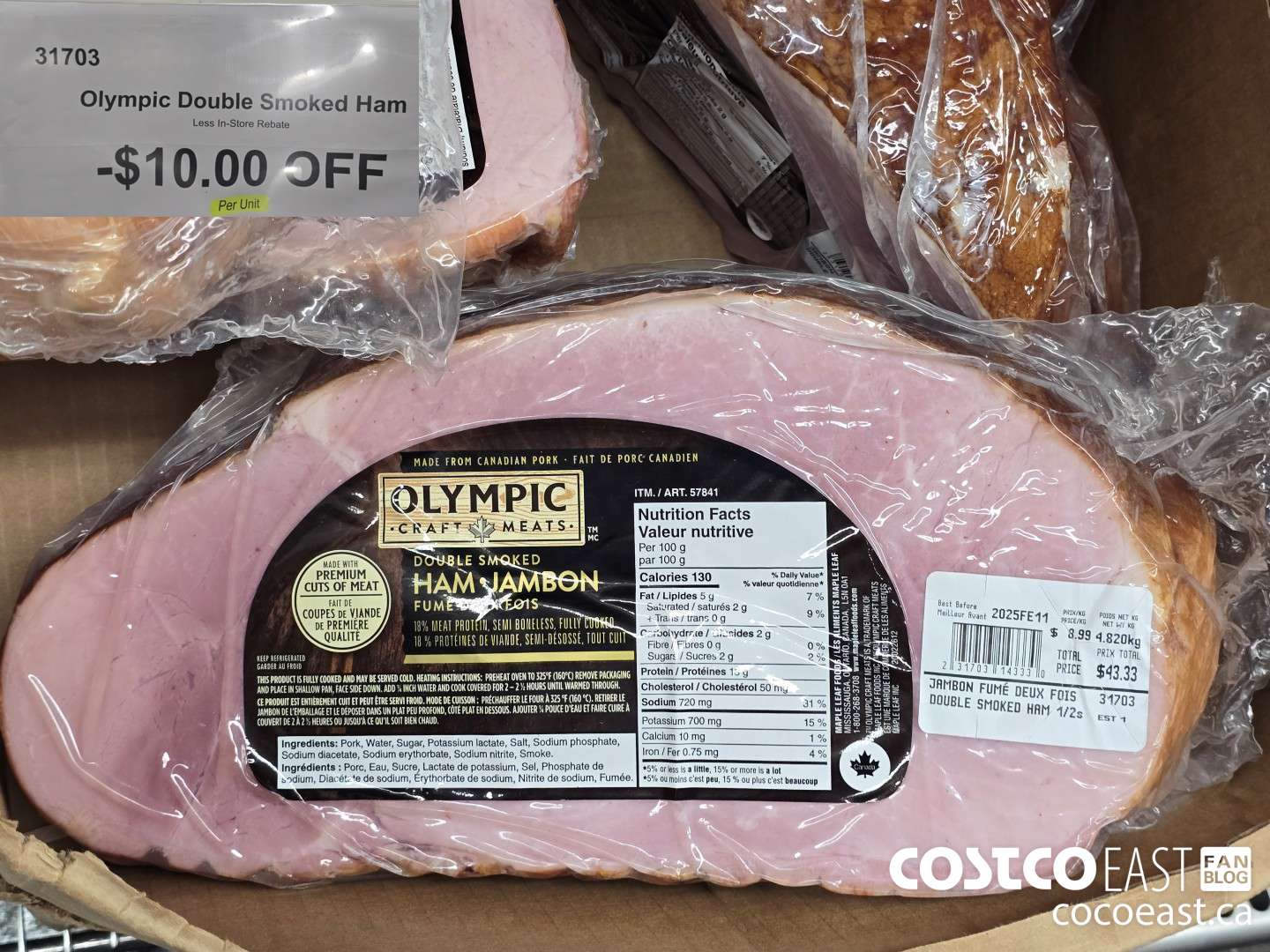 31703 OLYMPIC DOUBLE SMOKED HAM ($10.00 INSTANT SAVINGS)