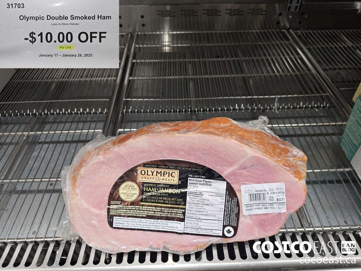 31703 OLYMPIC DOUBLE SMOKED HAM ($10.00 INSTANT SAVINGS)