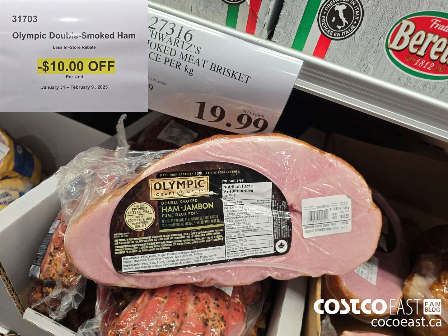 31703 OLYMPIC DOUBLE SMOKED HAM ($10.00 INSTANT SAVINGS)