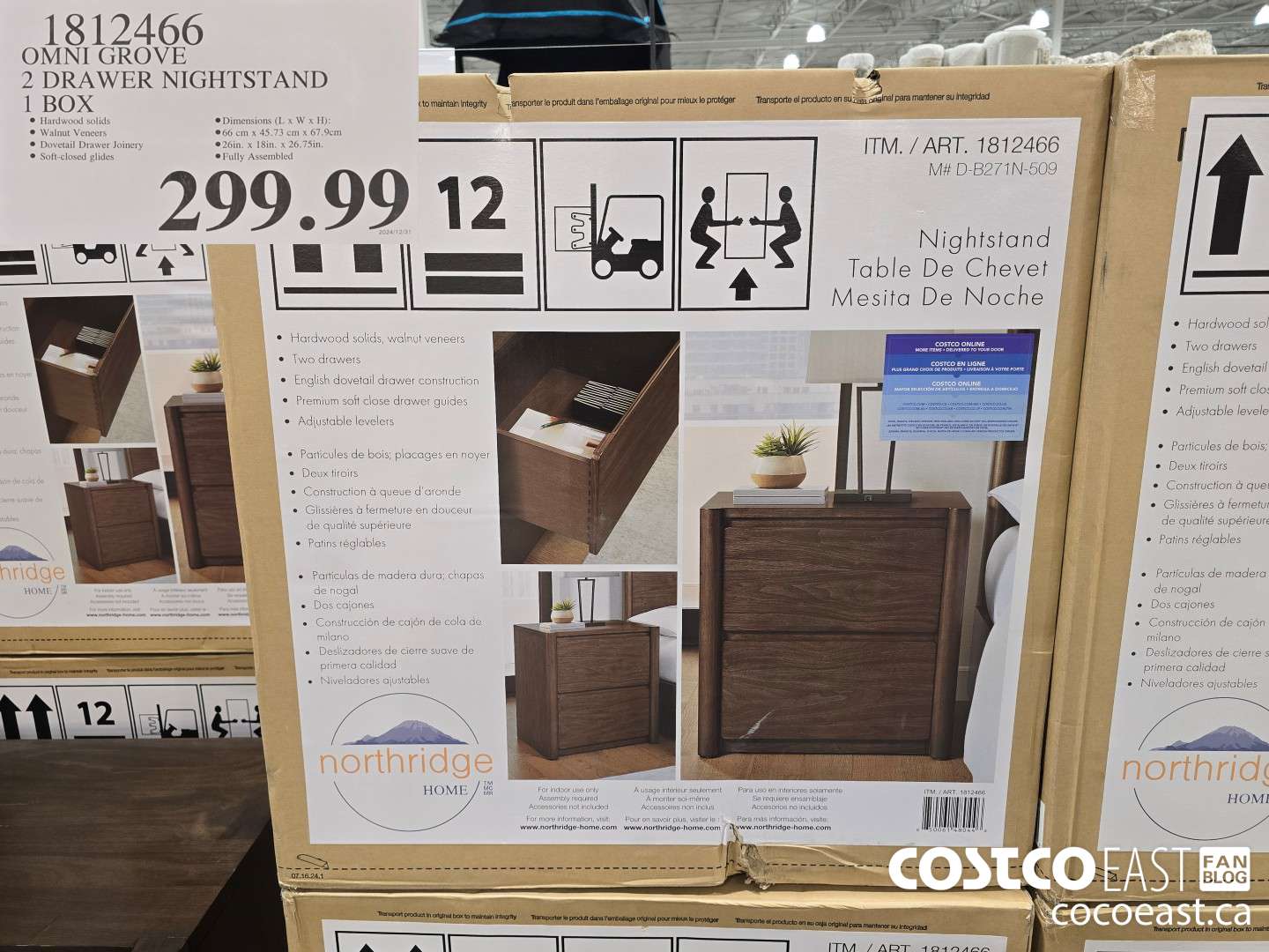 1812466 OMNI GROVE 2 DRAWER NIGHTSTAND 1 BOX $299.99