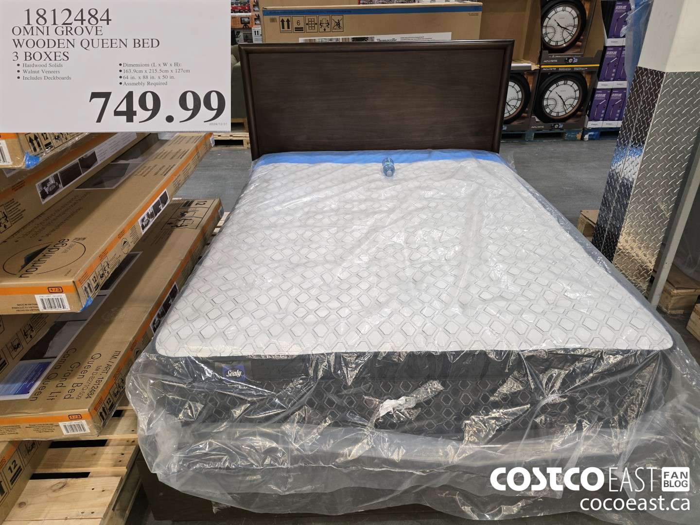 1812484 OMNI GROVE WOODEN QUEEN BED 3 BOXES $749.99
