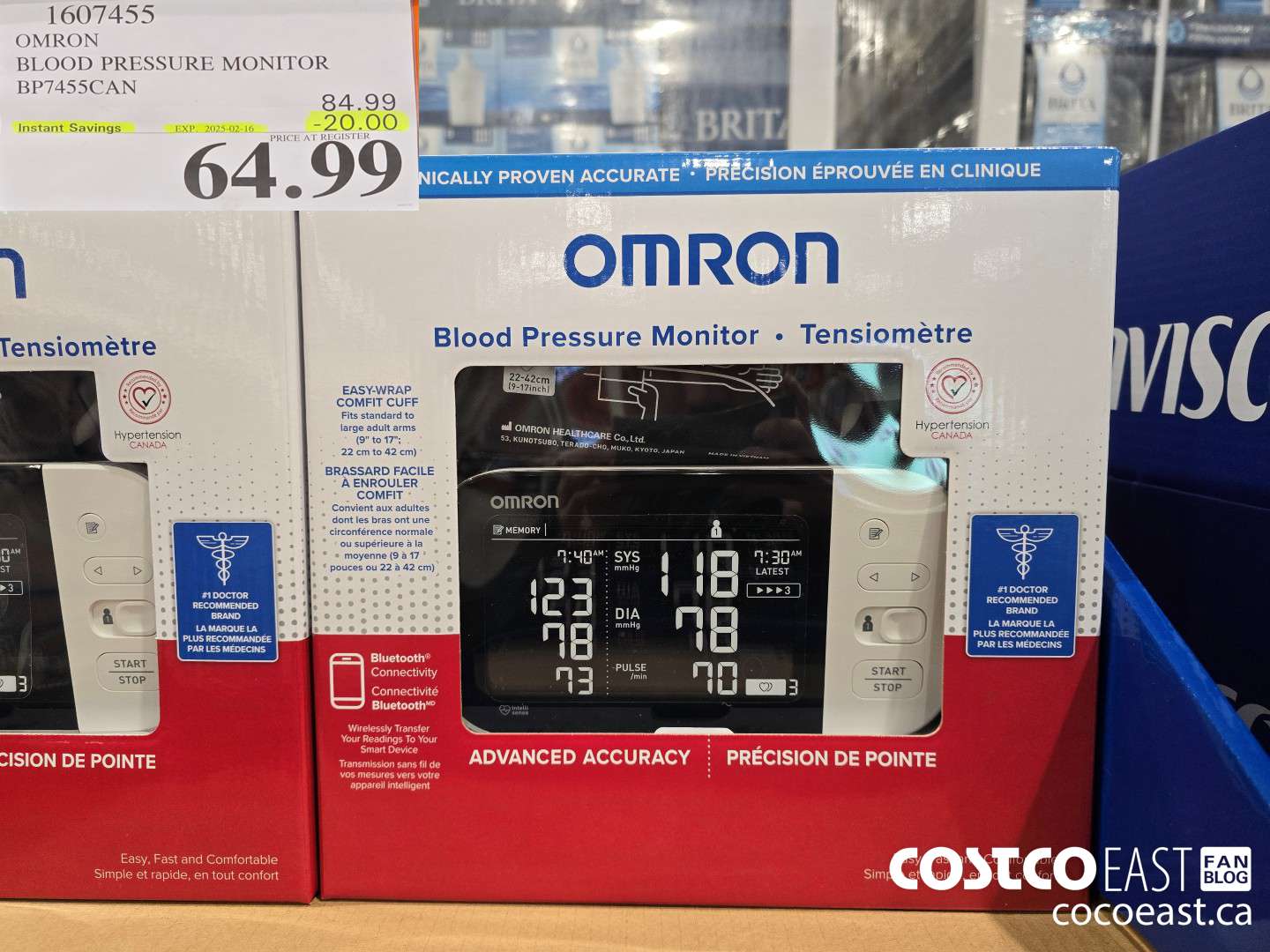 1607455 OMRON BLOOD PRESSURE MONITOR BP7455CAN ($20.00 INSTANT SAVINGS EXPIRES ON 2025-02-16) $64.99